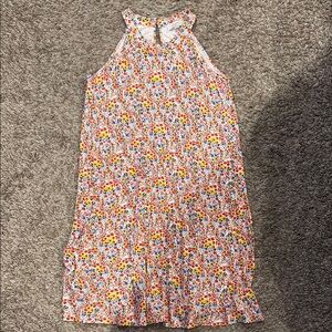 LOFT Orange and Pink Ruffled Halter Sundress